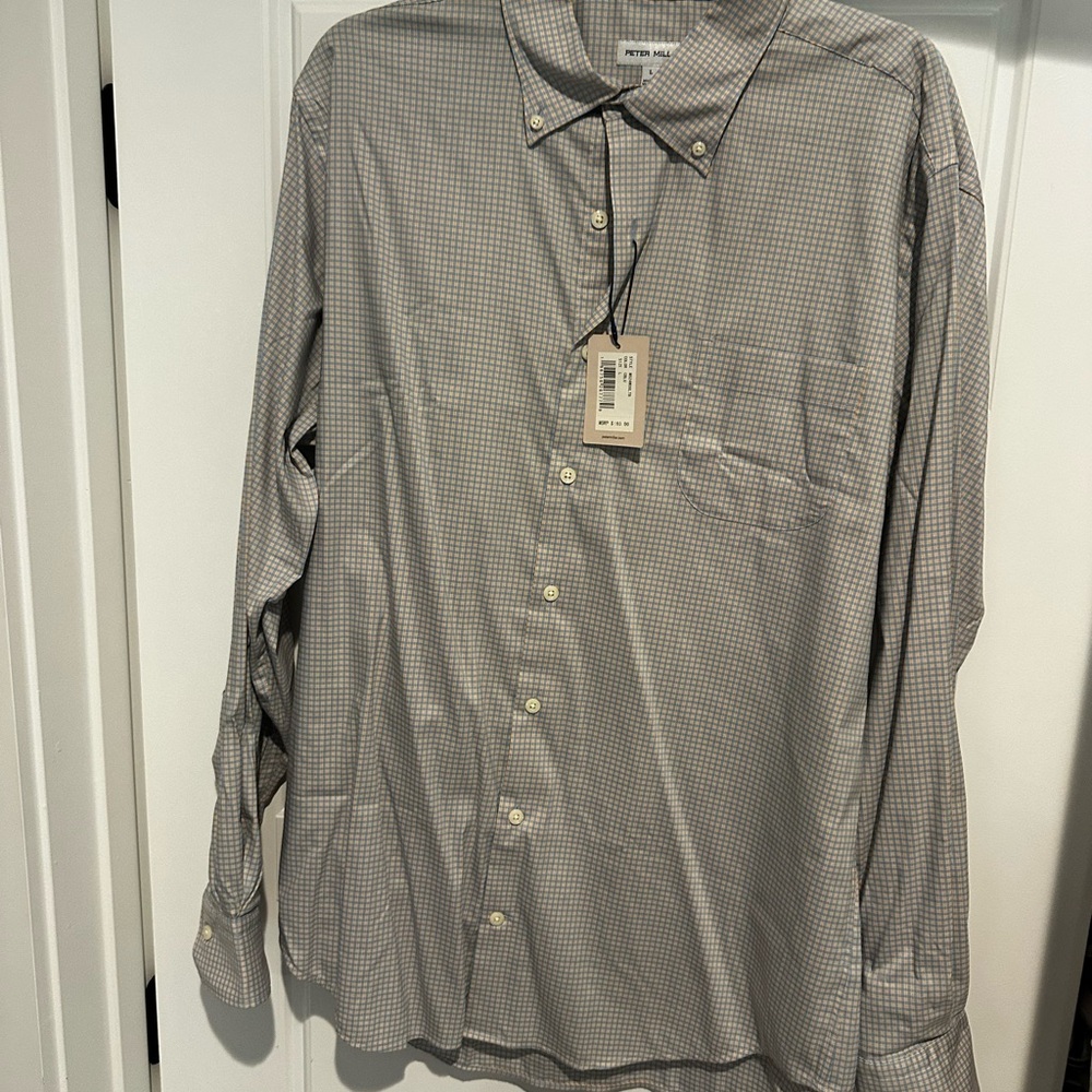 NWT Peter Millar blue & yellow button down